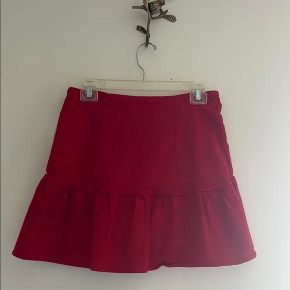 MOTHER Red Asymmetrical Ruffled Mini Skirt size 28 - Picture 4 of 6